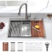33 Inch Drop in Kitchen Sink Workstation - VOKIM 33 x 22 Inch Drop in Top Mount sink Stainless Steel 16 Gauge 10'' Deep Handmade Single Bowl Kitchen Sink with Cutting Board